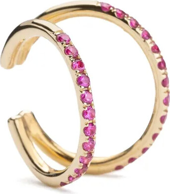 We by WHITEbIRD 18kt yellow gold Melina Rich pink sapphire ear cuff