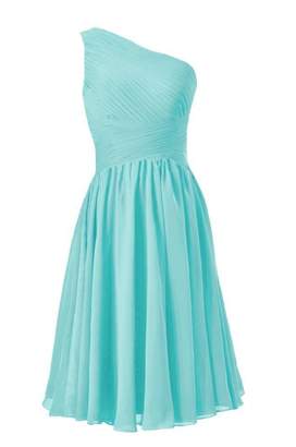 Tiffany & Co. DaisyFormals® Vintage Party Dress One-Shoulder Short Bridesmaid Dress (BM351 Blue