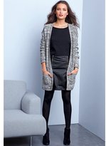 Thumbnail for your product : Shopping Prix R edition Long Metallic Cardigan with V-Neck and Tie Belt