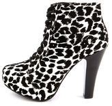 Thumbnail for your product : Charlotte Russe Velvet Leopard Lace-Up Bootie