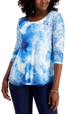 JM Collection Mixed-Print Top, Created for Macy's
