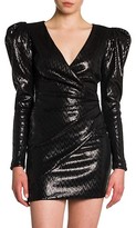 Thumbnail for your product : Versace Sequin Wrap Front Puff-Sleeve Mini Dress