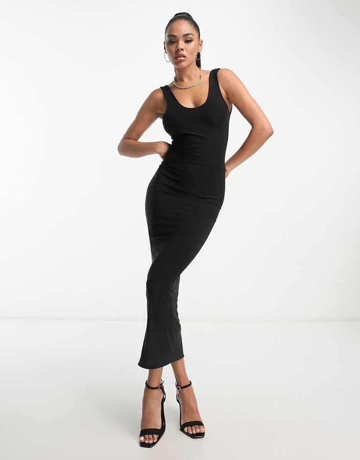 nasty gal scoop neck open back tie maxi dress