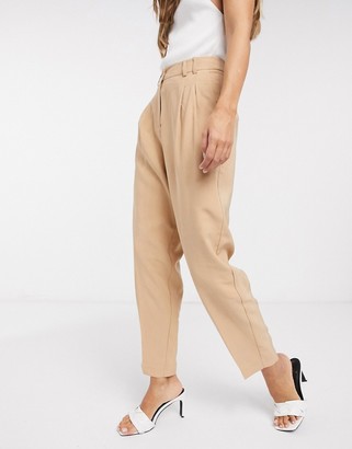 Vero Moda tailored tapered trousers in beige - ShopStyle
