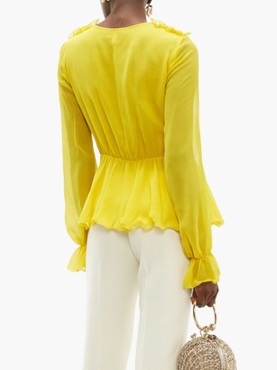 Giambattista Valli Ruffled Silk Blouse - Yellow