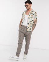 Thumbnail for your product : Jack and Jones slim fit revere collar floral shirt in cream
