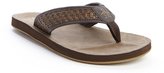 Thumbnail for your product : Original Penguin brown leather straw weaved thong strap sandals