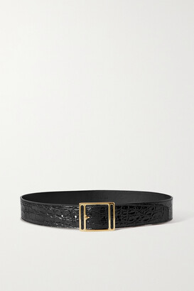 Saint Laurent Croc-effect Leather Belt - Black