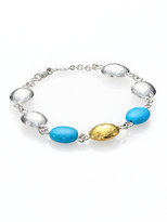 Thumbnail for your product : Gurhan Curve Turquoise, Sterling Silver & 24K Yellow Gold Bracelet