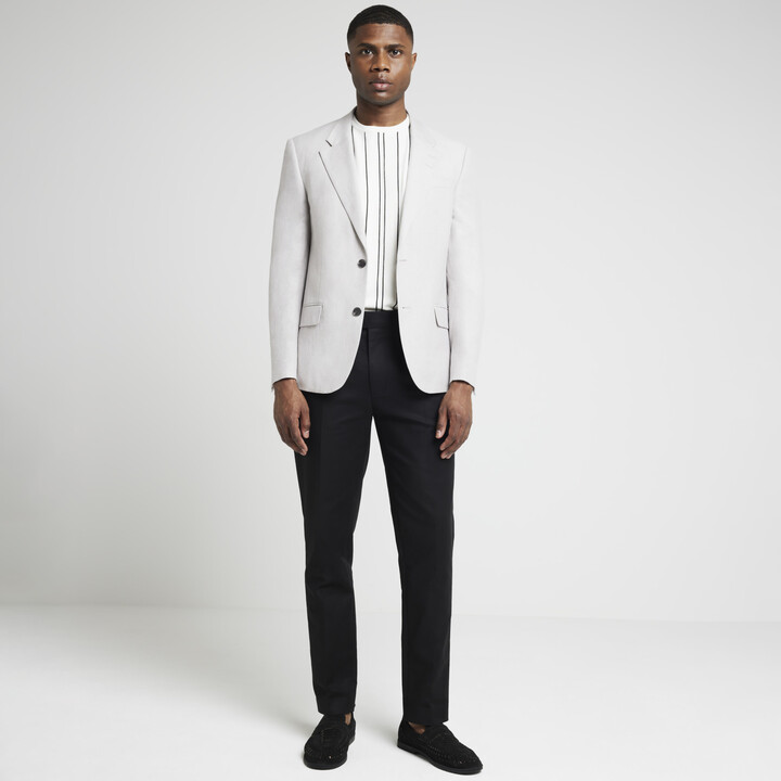River Island Mens Beige Slim Fit Linen Blend Suit Jacket ShopStyle