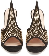 Thumbnail for your product : Gucci Exaggerated-point Crystal Suede Mules - Black