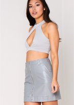 Thumbnail for your product : Missy Empire Luella Grey PU Leather Zip Up Mini Skirt
