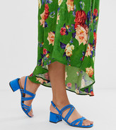 Thumbnail for your product : Miss Selfridge heeled sandals with multi straps in blue