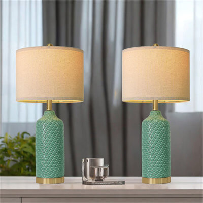 Everly Quinn Modern Ceramic Table Lamp Set Bohemian Farmhouse Style For Living Room Nightstand And Tea Table