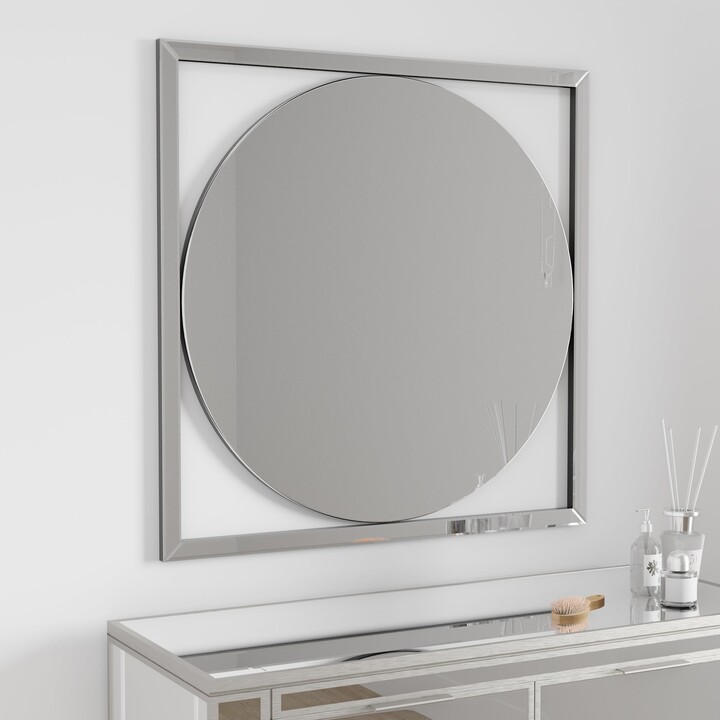 Dunelm Square Frame Round Wall Mirror, 80cm Clear ShopStyle