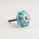 Thumbnail for your product : Turquoise Ceramic Floral Knobs Set Of 2