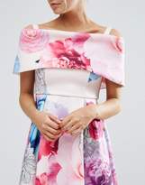 Thumbnail for your product : ASOS Petite PETITE Placed Floral Dip Back Bardot Off Shoulder Maxi Dress