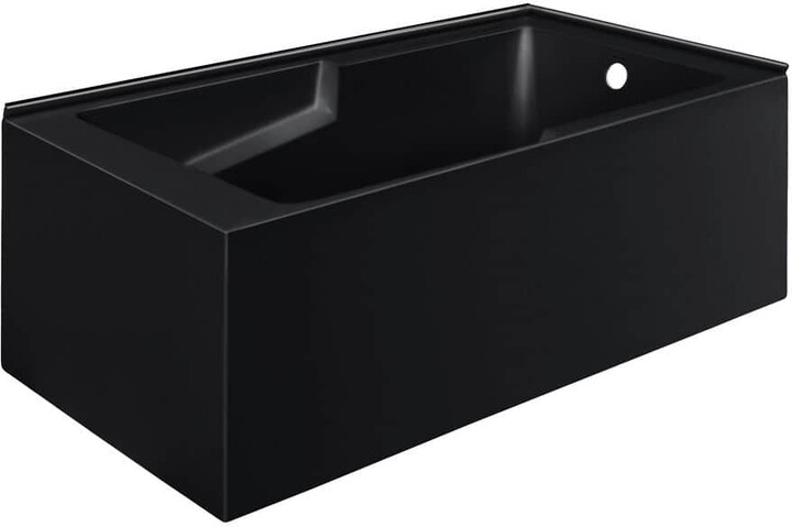 Claire 60 in x 32 in Soaking Alcove Corner Apron Bathtub with Right Drain in Matte Black
