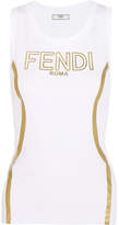 Thumbnail for your product : Fendi Roma Perforated Metallic-coated Stretch Tank - White