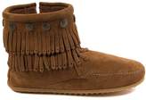 minnetonka Bodouble Fringe Side Zip Suede Ankle Boots with Fringing