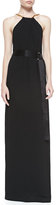 Thumbnail for your product : Halston Sleeveless Gown W/ Multi Needle Belt