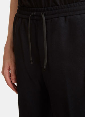Ami Central Pleat Wool Track Pants in Black