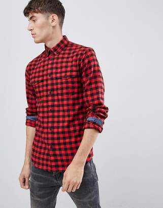 Solid buffalo plaid shirt in red