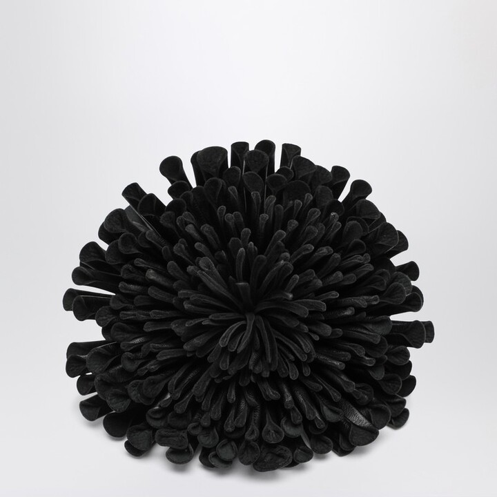 Black leather flower choker