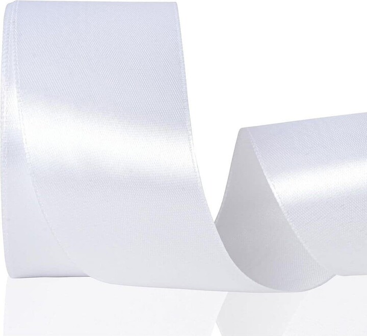 White 2 in. Satin Ribbon 25 yds. Roll for Gift Wrapping Bow Floral Bouquets Party Decoration Craft Making