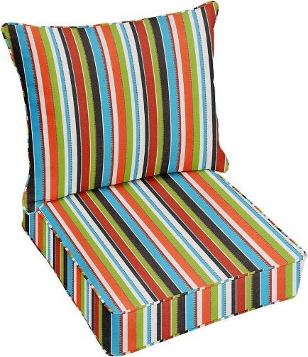 Sunbrella SunbrellaStripeOutdoorSeatCushionRed/Green:Fade&Weather-Resistant,ZipperClosure,Acrylic