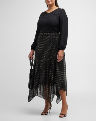 Whitney Morgan Plus Size Handkerchief Swiss Dot Maxi Skirt