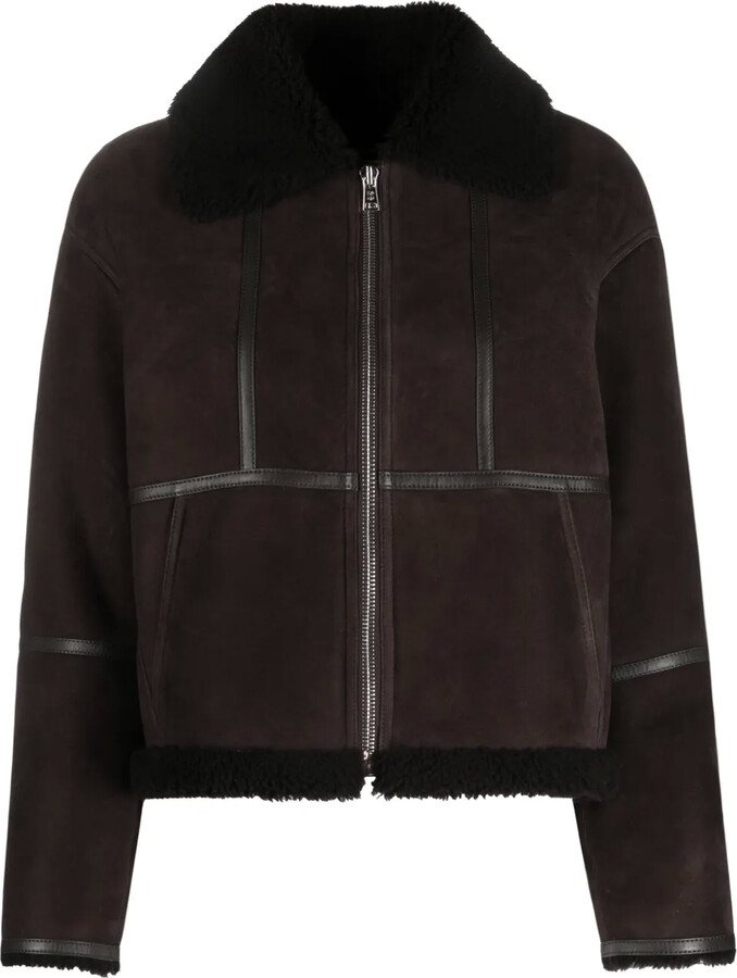 Yves Salomon Shearling-Trim Suede Jacket