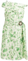 Thumbnail for your product : Calvin Klein Crystal-buckle Floral-print Taffeta Dress - Green White