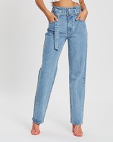 Thumbnail for your product : Dazie - Women's Blue Straight - Chosen Belted Denim Jeans - Size 14 at The Iconic
