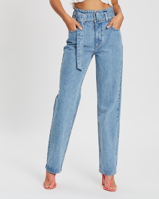 Dazie - Women's Blue Straight - Chosen Belted Denim Jeans - Size 14 at The Iconic