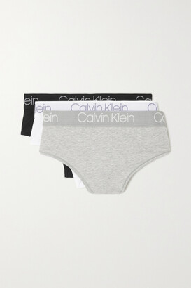 Calvin Klein Underwear Body Set Of Three Stretch-cotton Jersey Thongs - Gray - small