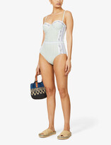 Thumbnail for your product : Tory Burch Lipsi mosaic-print sweetheart-neckline swimsuit
