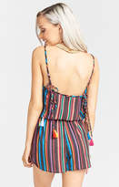 Thumbnail for your product : Show Me Your Mumu Show Me Your Rorey Tassel Romper ~ Siesta Siesta Stripe Crinkle