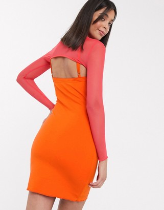 ZYA mini dress with long sleeve mesh layer