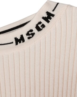 Msgm Kids TEEN logo-print ribbed jumper