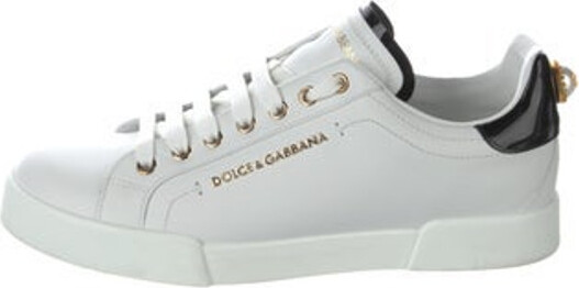 dolce & gabbana leather sneakers with scarf laces