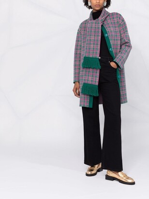 Boutique Moschino Checked Scarf-Layered Coat