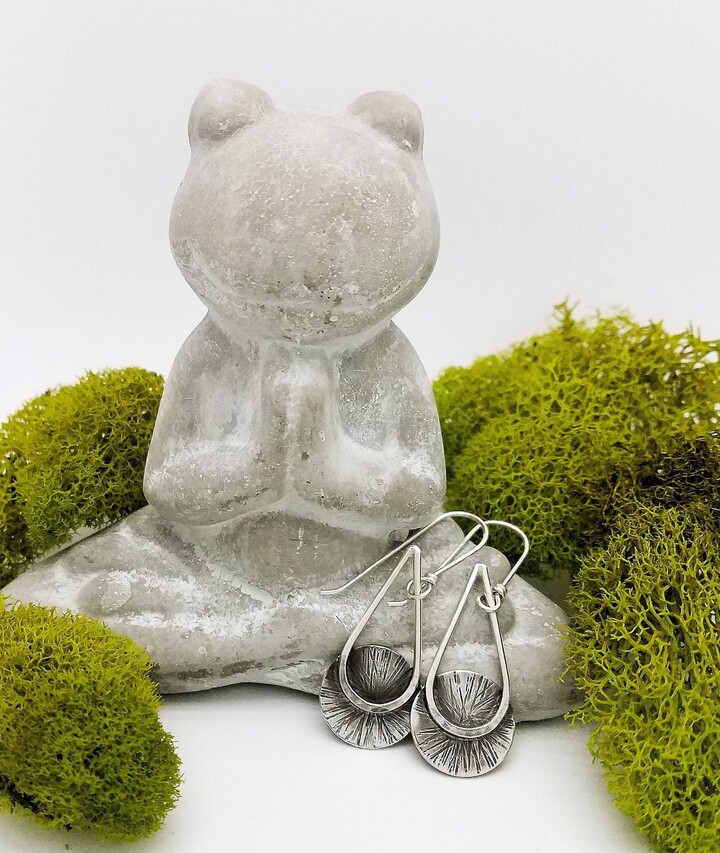 Etsy Teardrop Earrings Boho Bohemian Jewelry Modern Minimal Yoga Everyday Urban Silver