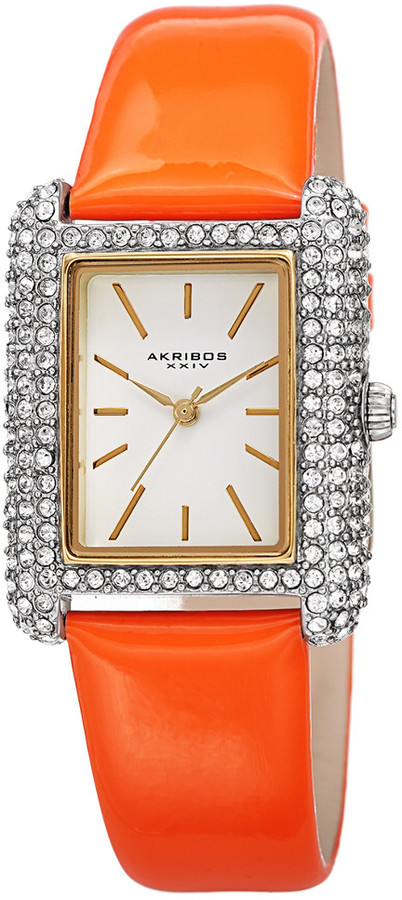 Akribos XXIV Women's Genuine Patent Leather Watch