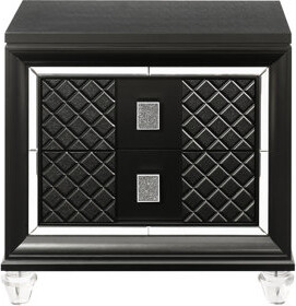 Latitude Run Classy Gray Nightstand With Metal Bearing Drawers And Sophisticated Design Metallic Nightstand: 2 Expansive Drawers, Sparkling Trim Details, Materials