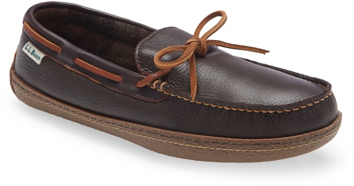 mens flannel lined leather slippers