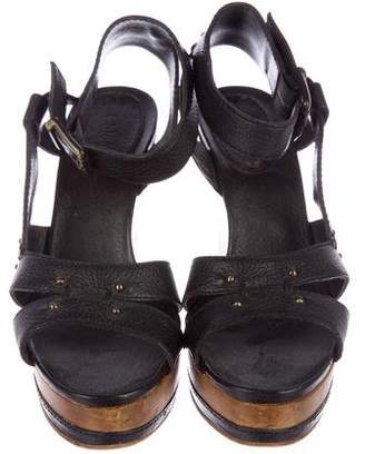 Chloé Leather Platform Wedge Sandals