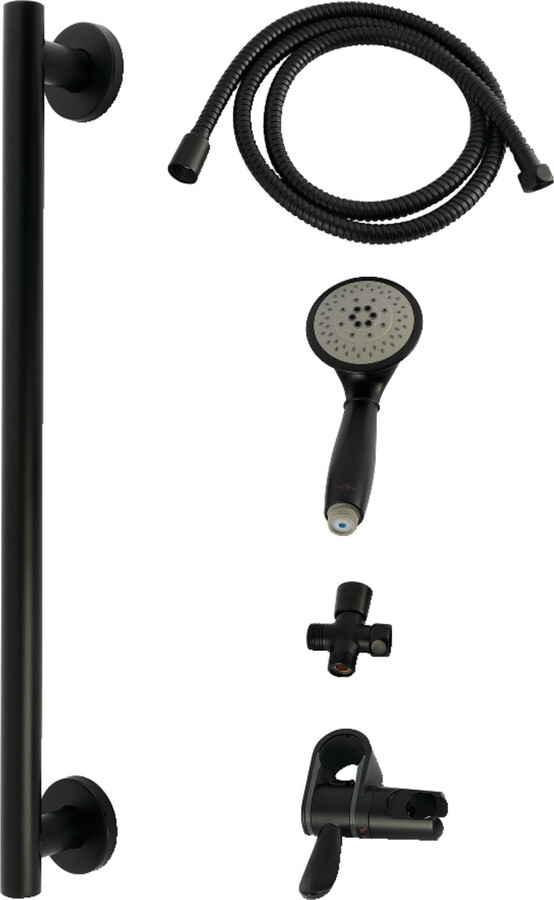 Kingston Brass KAK2520D Made to Match Shower System with Slide/Grab Bar and Hand Shower, Matte Black