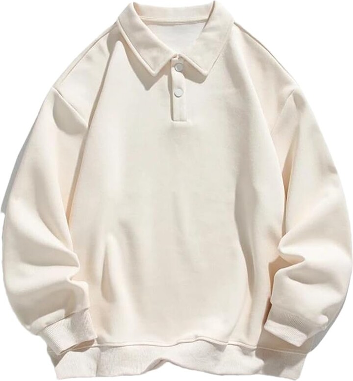 Bollrllr Men Women Sweatshirt Korean Oversized Patchwork White Solid Sweatshirt Warm Sweatshirt Black 3XL