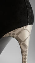Thumbnail for your product : Burberry Embossed Check Heel Suede Ankle Boots